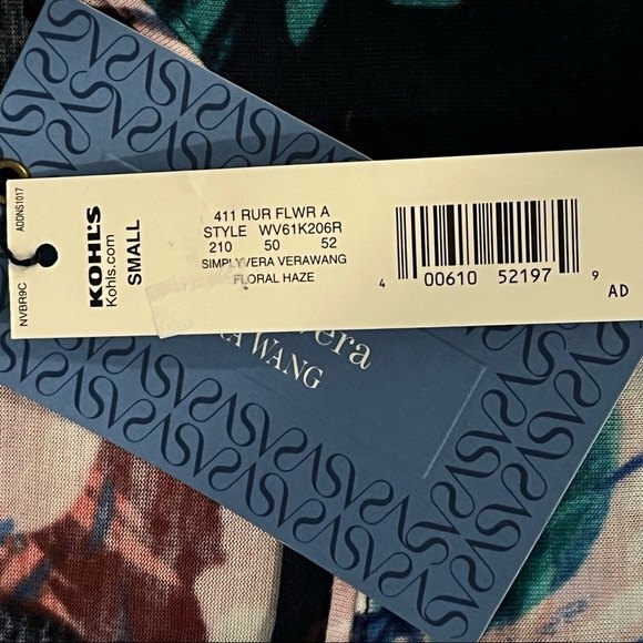 NWT Simply Vera Vera Wang FLORAL HAZE Short Sleeve Shirt & Flowy Skirt Set Small - Picture 7 of 9